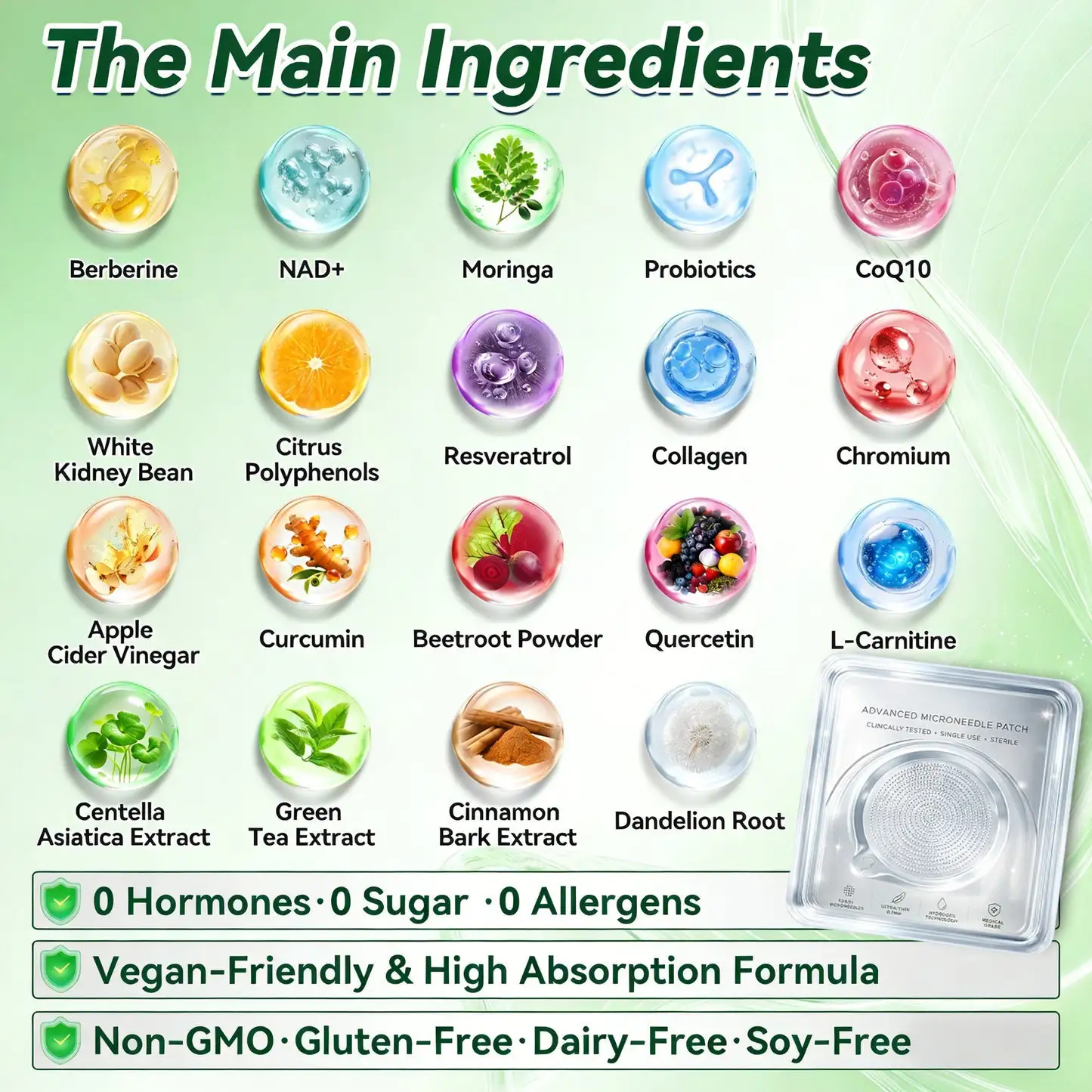 OFFICIAL
BRAND
๐๐๐๐๐๐บ๐ฐ๐ตยฎ
Moringa Berberine ร NAD+ 10-in-1 Advanced Nano Microneedle Patch (Experience Visible 7-Day Results)